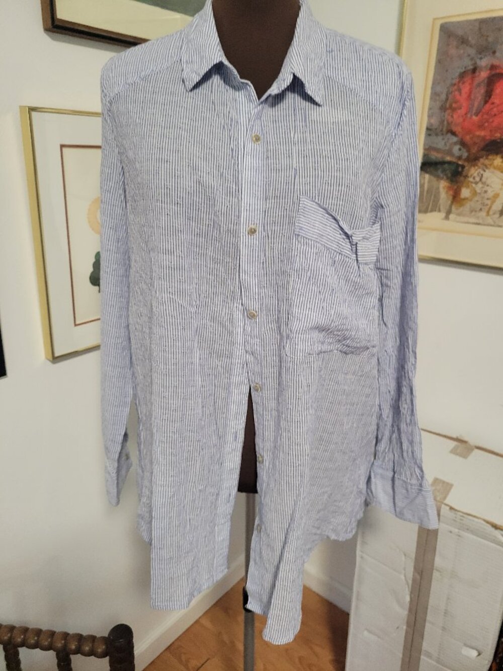 Free People Striped Cotton Shirt Size Medium